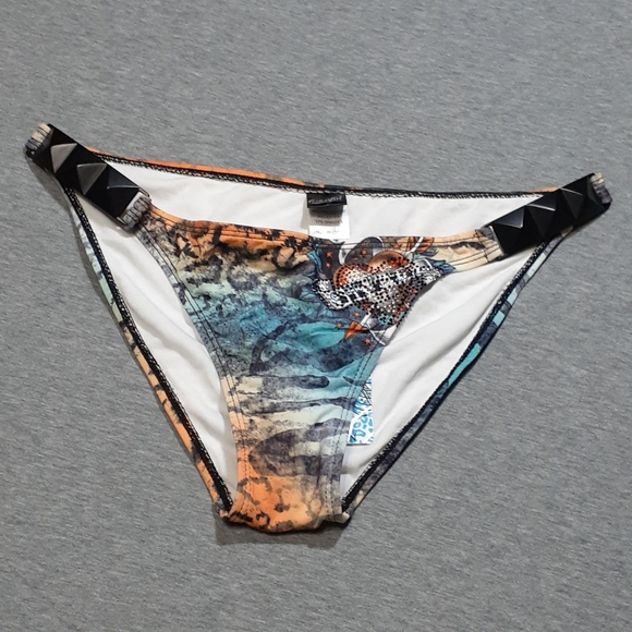 Sinful Other - Sinful Hydrogen Bikini Bottoms Orange Zebra Leopard Medium NWT